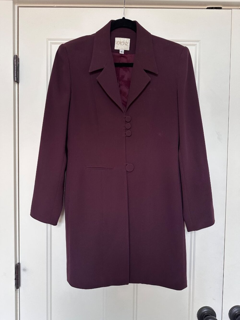 Cache Blazer Womens 6 Statement Boxy 90s USA Made Long Retro Burgundy